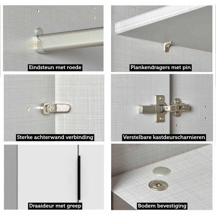 Kledingkast Oss - Wit - Hout - 200x216x58cm (BxHxD)