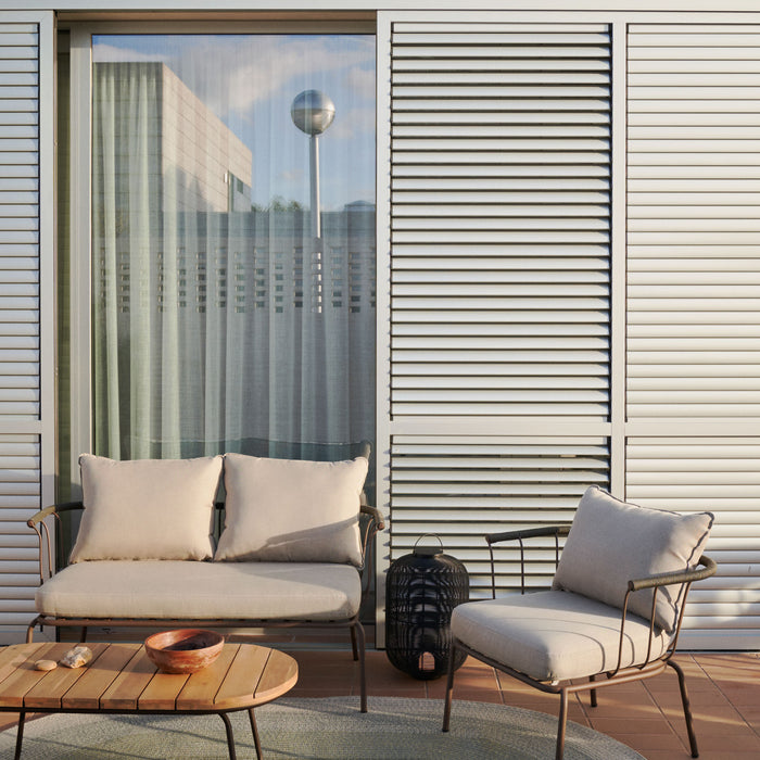 Kave Home - Salguer 2-zitsbank in groen touw en staal met bruin