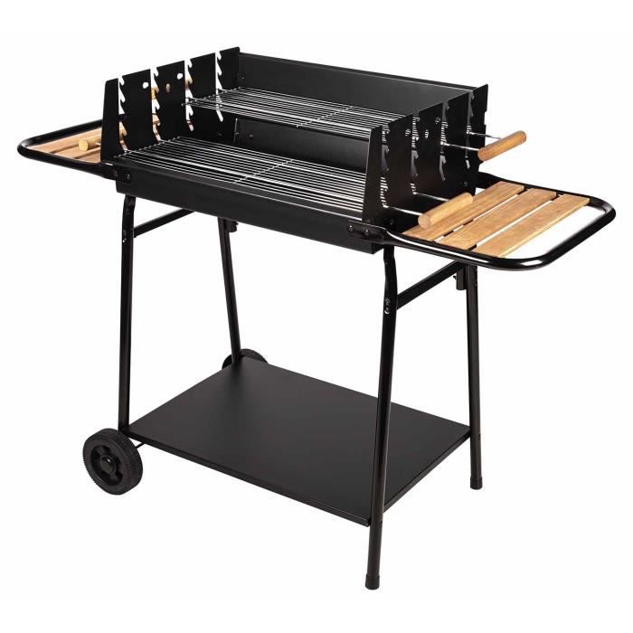 JAVA Houtskoolbarbecue met stalen kom op kar met wielen - 62x46 cm
