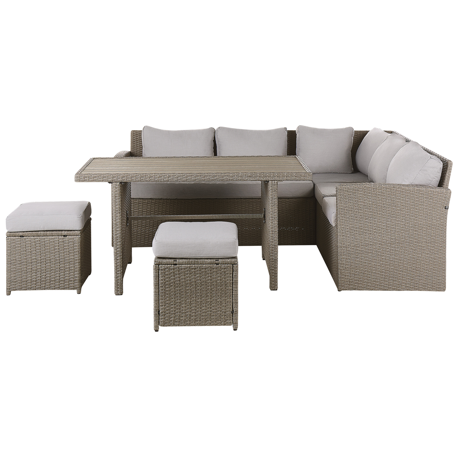 Beliani - BARDI - Loungeset voor 5 - Natuurlijk - PE rotan