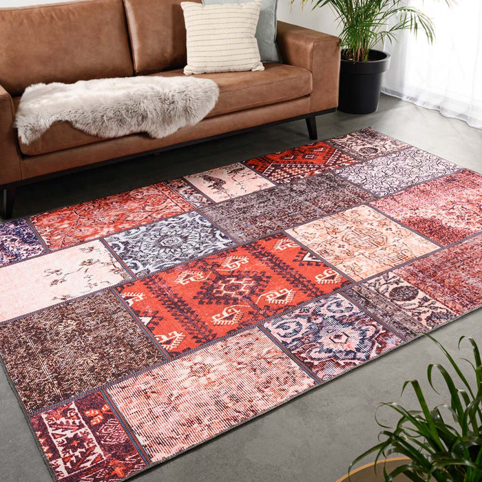 Heritaged Patchwork vloerkleed - Fade No.1 rood|multi - 152x230 cm