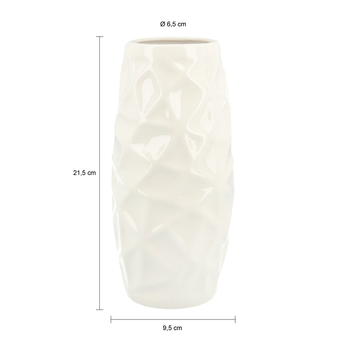 QUVIO Vaas met patroon - Keramiek - 21,5 x 9,5 cm - Wit