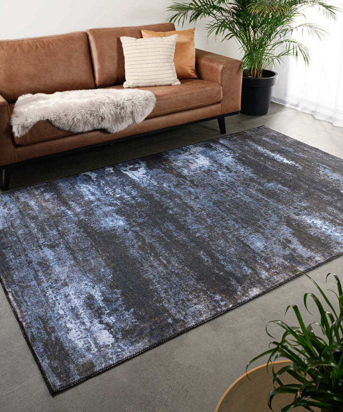 Heritaged Vintage vloerkleed - Fade Celestial blauw|zwart - 140x200 cm