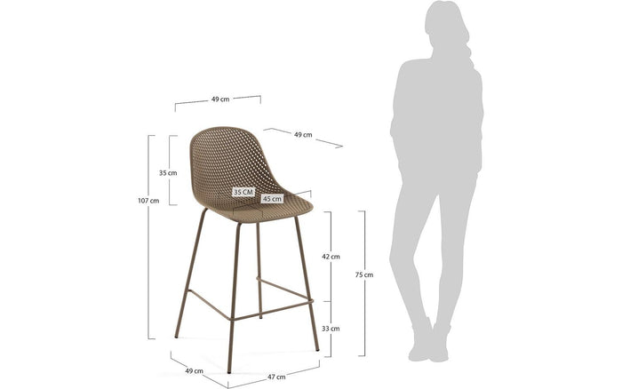 Kave Home - Kruk Quinby beige hoogte 75 cm