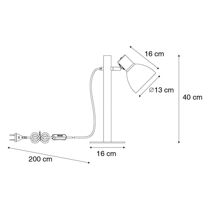 QAZQA Landelijke tafellamp zwart met hout - Flint