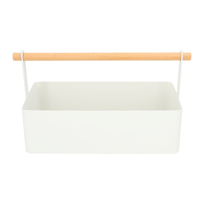 QUVIO Opbergbak met handvat - Metaal - Wit