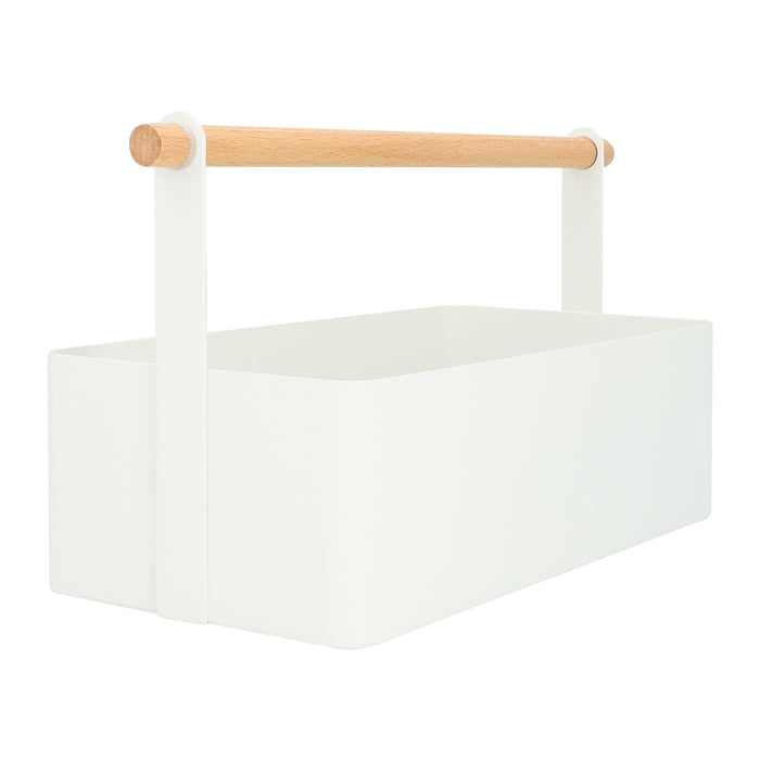 QUVIO Opbergbak met handvat - Metaal - Wit