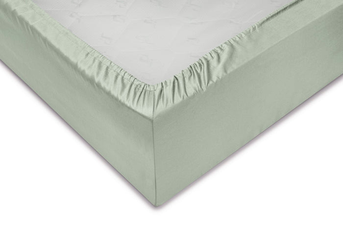 Zo home Satinado Hoeslaken Katoen Satijn 35cm Hoekhoogte foam green