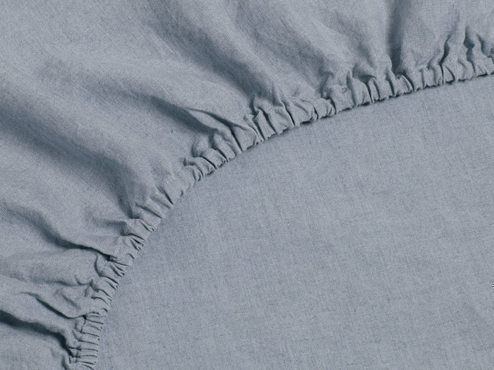 Yumeko hoeslaken gewassen linnen dusk blue 180x200x30