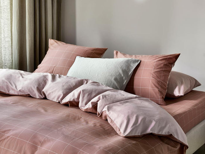 Yumeko hoeslaken katoen tencel™ rose check 90x200x30