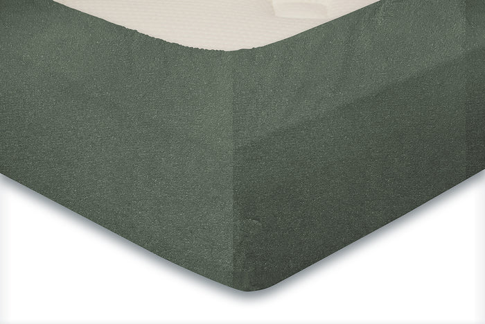 LINNICK Badstof Velours Topper Hoeslaken green lits jumeaux