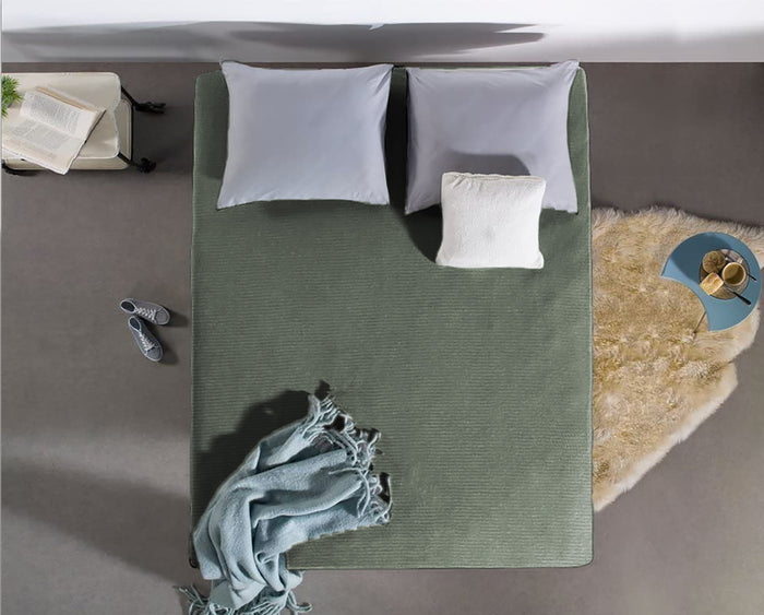 LINNICK Badstof Velours Topper Hoeslaken green lits jumeaux