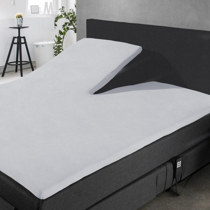 LINNICK Splittopper Hoeslaken Badstof Velours light grey