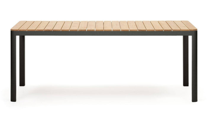 Kave Home - Bona 100% buitentafel in massief teakhout en aluminium met