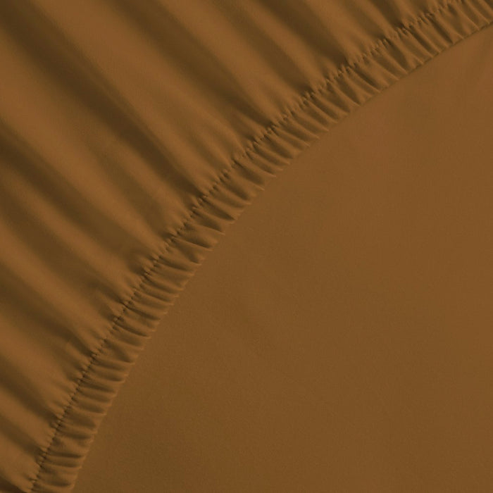 Yellow Hoeslaken Katoen Perkal 40cm Hoekhoogte cognac brown