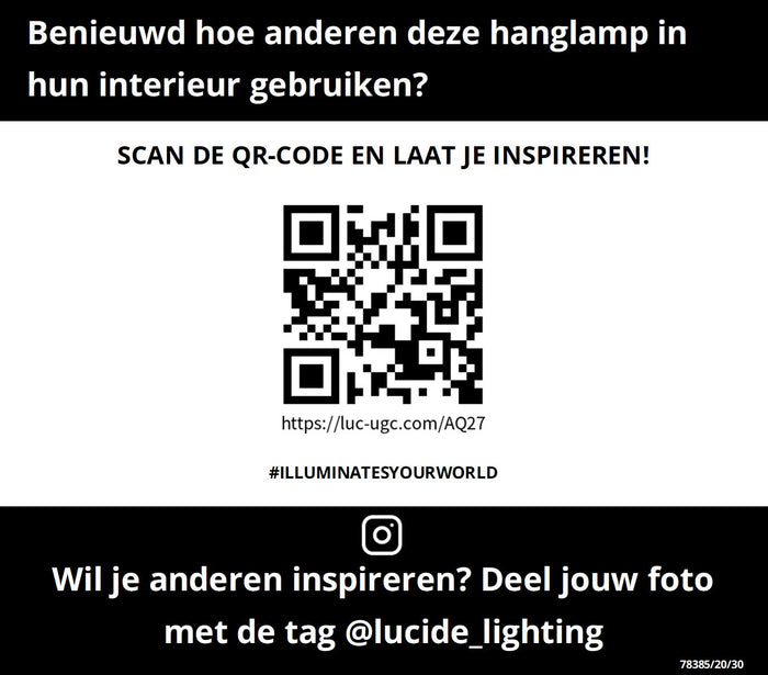 Lucide KYARA Hanglamp 1xE27 - Zwart