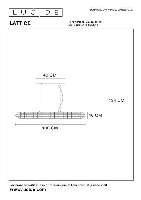 Lucide LATTICE Hanglamp - Zwart