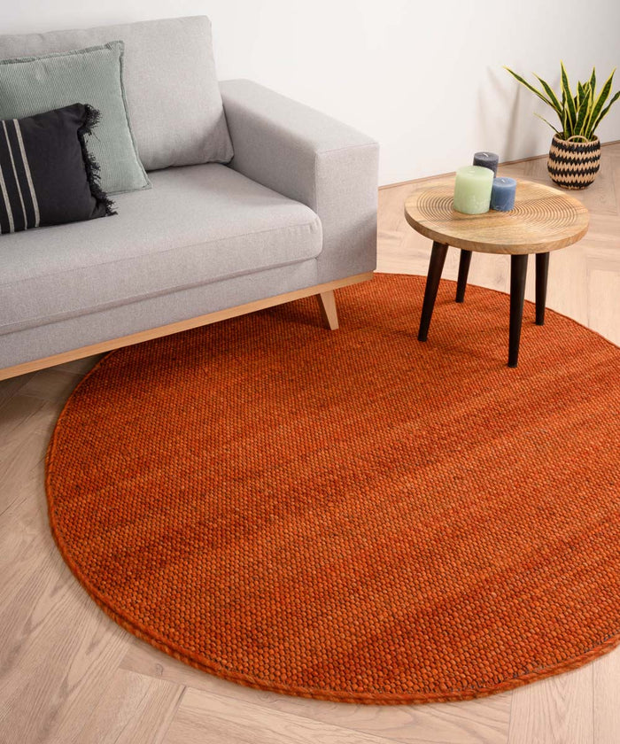 Nordic Weavers Rond wollen vloerkleed Lett - cognac - 120 cm