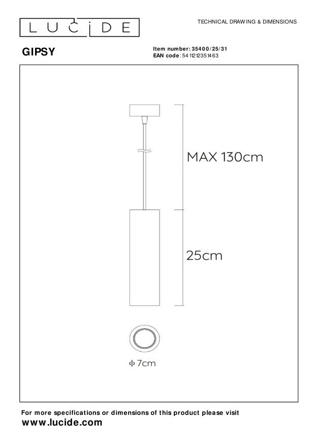 Lucide GIPSY Hanglamp - Wit
