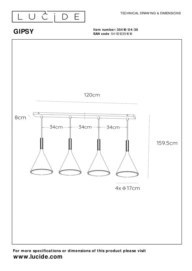 Lucide GIPSY Hanglamp - Zwart