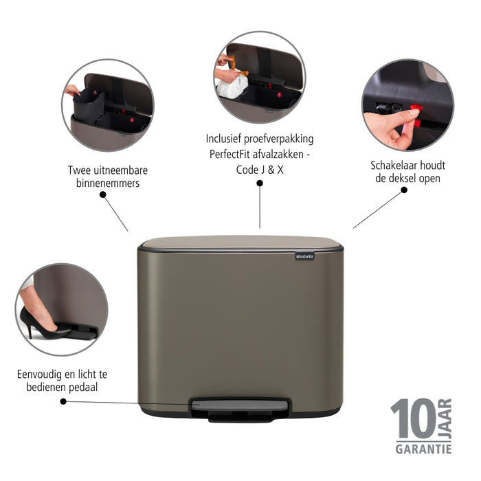 Brabantia Bo Pedaalemmer 34 Liter (11+23 Liter)
