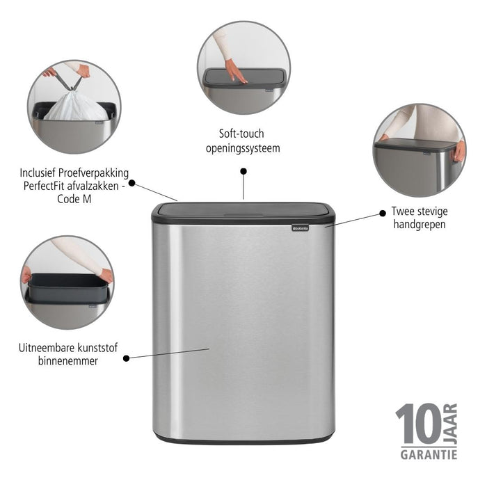 Brabantia Bo Touch Bin 60 Liter Vingerafdrukvrij