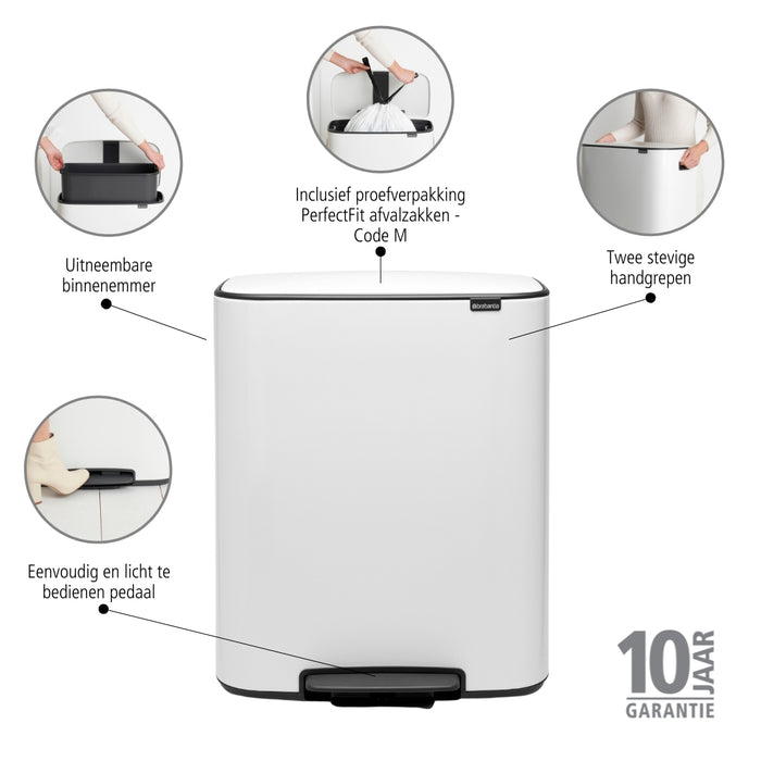 Brabantia Bo Pedaalemmer 60 Liter - White