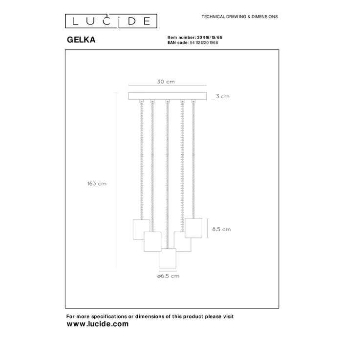 Lucide GELKA Hanglamp - Fumé