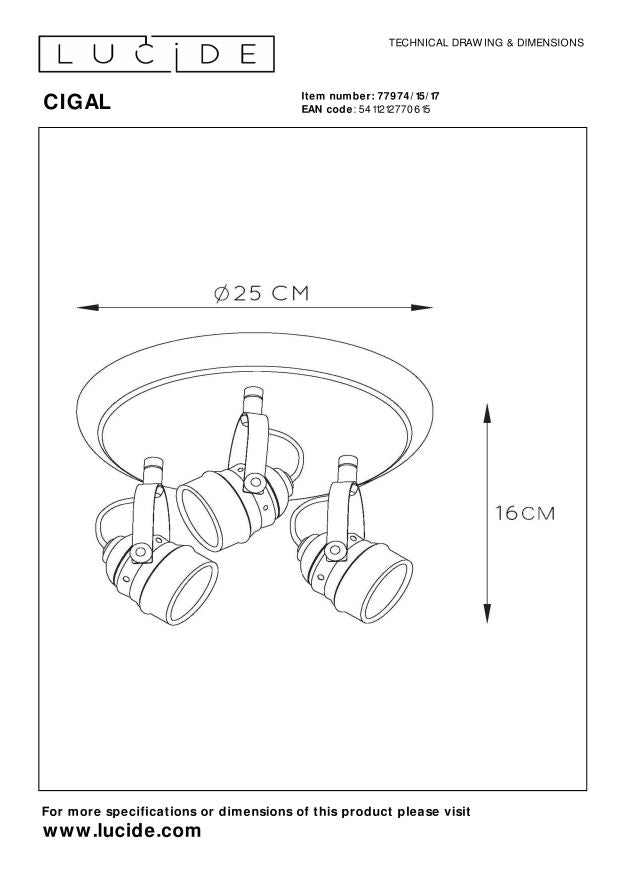 Lucide CIGAL Plafondspot - Koper