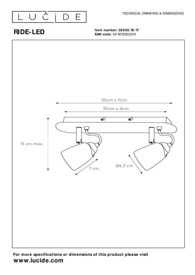 Lucide RIDE-LED Plafondspot - Koper