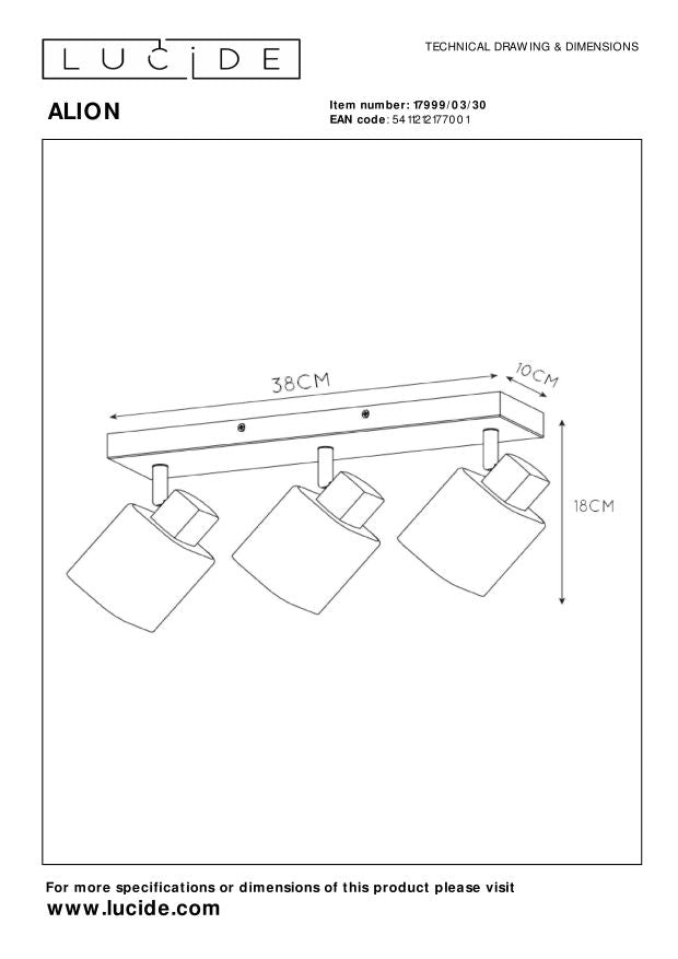 Lucide ALION Plafondspot - Zwart