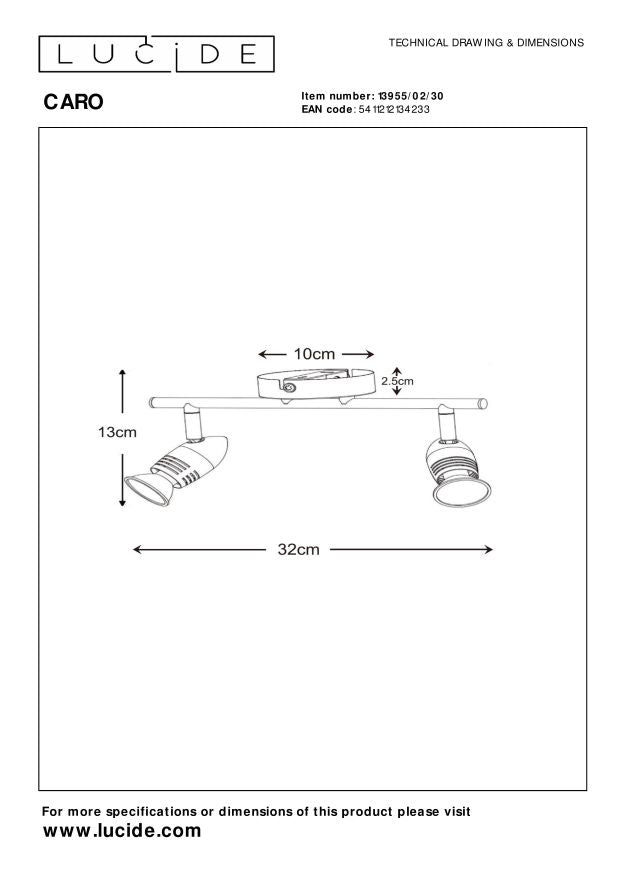 Lucide CARO Plafondspot - Zwart