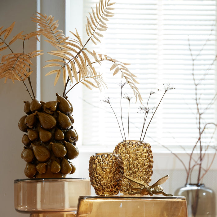 Light & Living Vaas Alfredo - Bruin - Glas - 15x20x15cm (BxHxD)