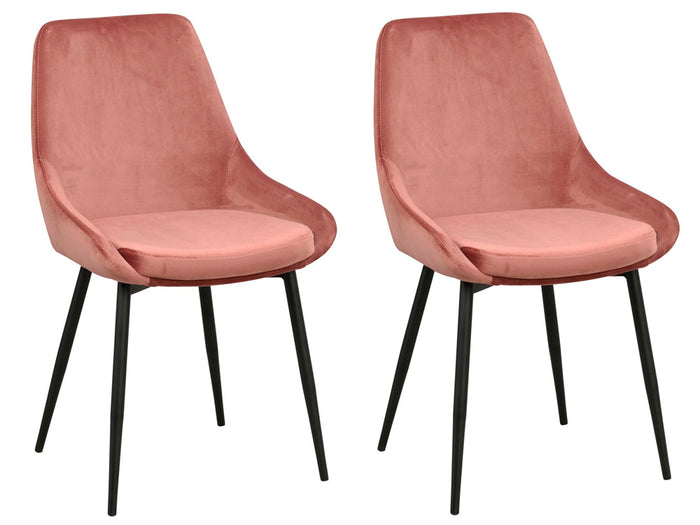 Rowico Sierra Velvet Eetkamerstoel - Set Van 2 - Roze Fluweel