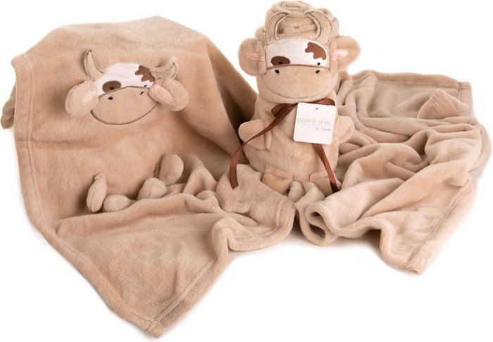 Elegance Baby|Kinder Flanel Fleece Knuffel Deken Koe zand