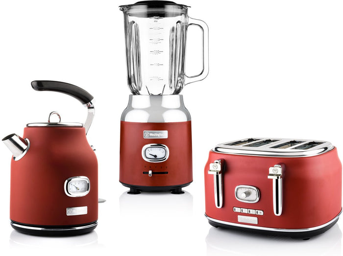 Westinghouse Retro Bundel - Waterkoker + Broodrooster + Blender - Rood