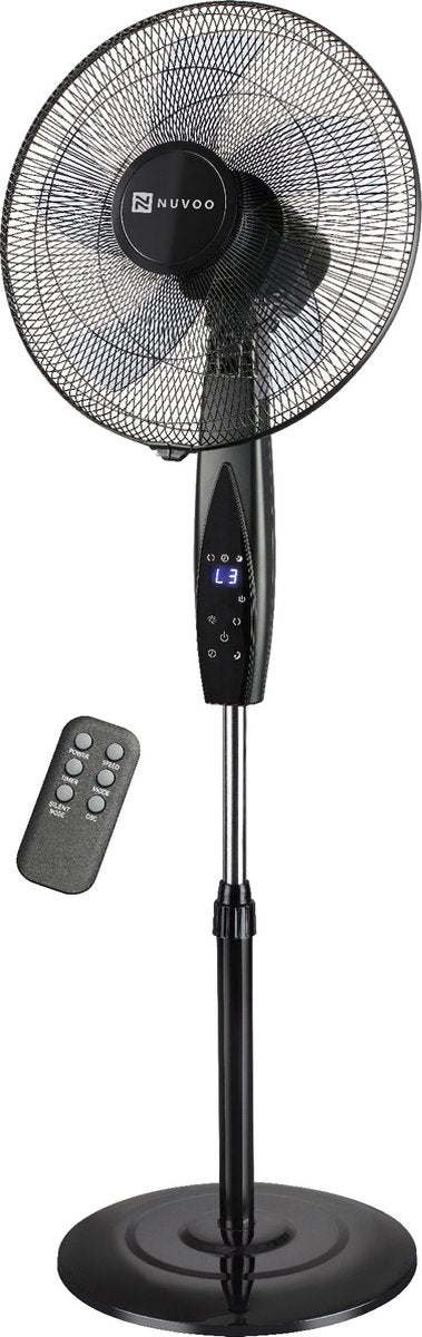 Nuvoo Statiefventilator Zwart 40cm – 3 Standen – Timer – Remote