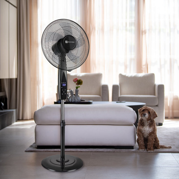 Nuvoo Statiefventilator Zwart 40cm – 3 Standen – Timer – Remote