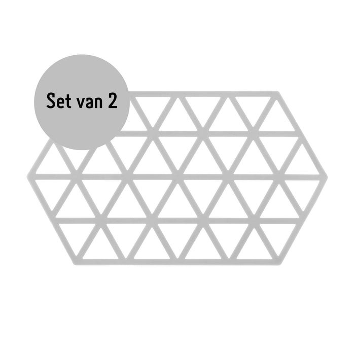 Krumble Siliconen pannenonderzetter Hexagon lang - Grijs - Set van 2