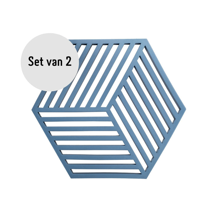 Krumble Pannenonderzetter Hexagon - Blauw - Set van 2