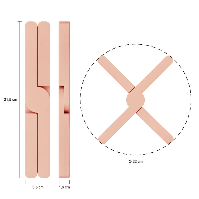 Krumble Opvouwbare siliconen pannenonderzetter - Roze - Set van 3