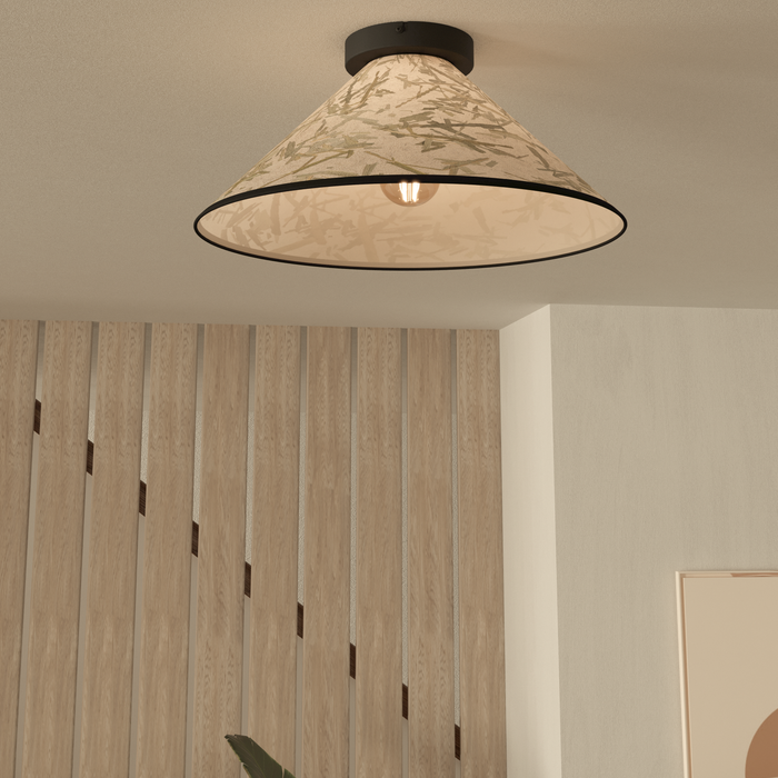 EGLO Oxpark Plafondlamp - E27 - Ø 42 cm - Zwart|Wit|Groen - Bamboe