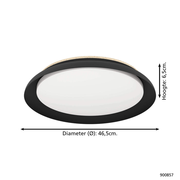 EGLO Penjamo 1 Plafondlamp - LED - Ø 46,5 cm - Zwart|Bruin|Wit - Hout