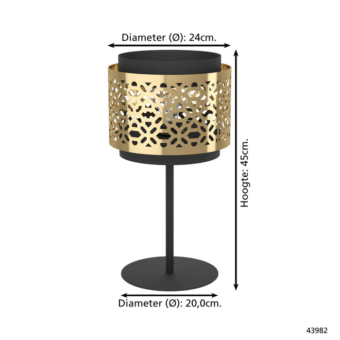 EGLO Sandbach Tafellamp - E27 - 45 cm - Zwart|Goud - Staal