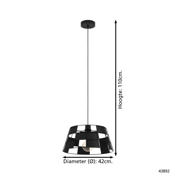 EGLO Pontefract Hanglamp - E27 - Ø 42 cm - Zwart - Staal