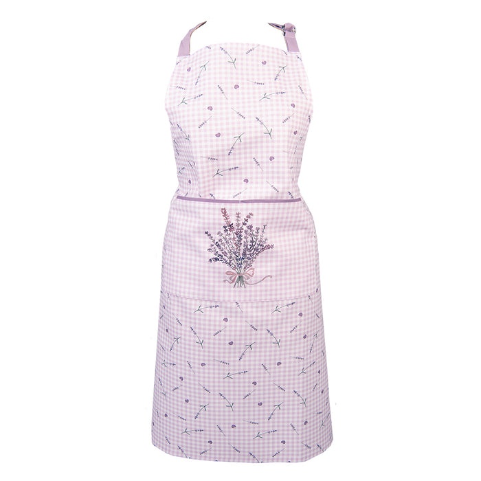 Clayre & Eef Keukenschort 70x85 cm Paars Wit Katoen Lavendel BBQ