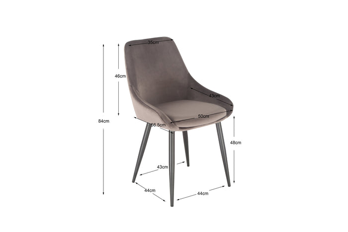 Furnihaus Eetkamerstoel Oscar - Velvet Grijs - Set van 4