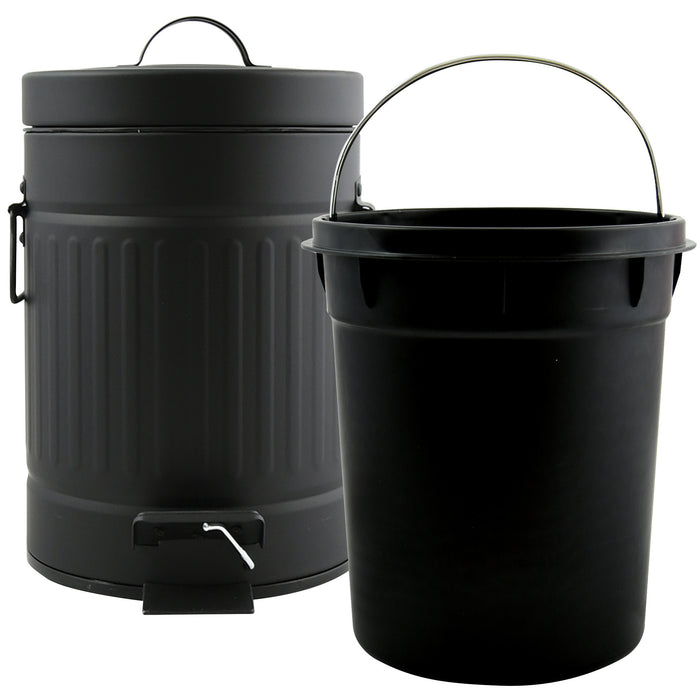 MSV badkamer|toilet pedaalemmer - zwart - 3L - 17 x 26 cm - Toilet