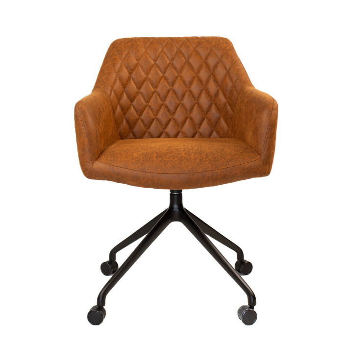 Bronx71 Eetkamerstoel met wieltjes Levi cognac eco-leer -