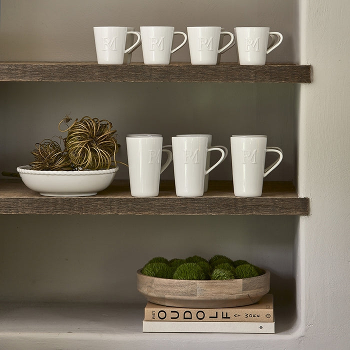 Riviera Maison Koffiemokken Set, Wit - Monogram - 2 stuks